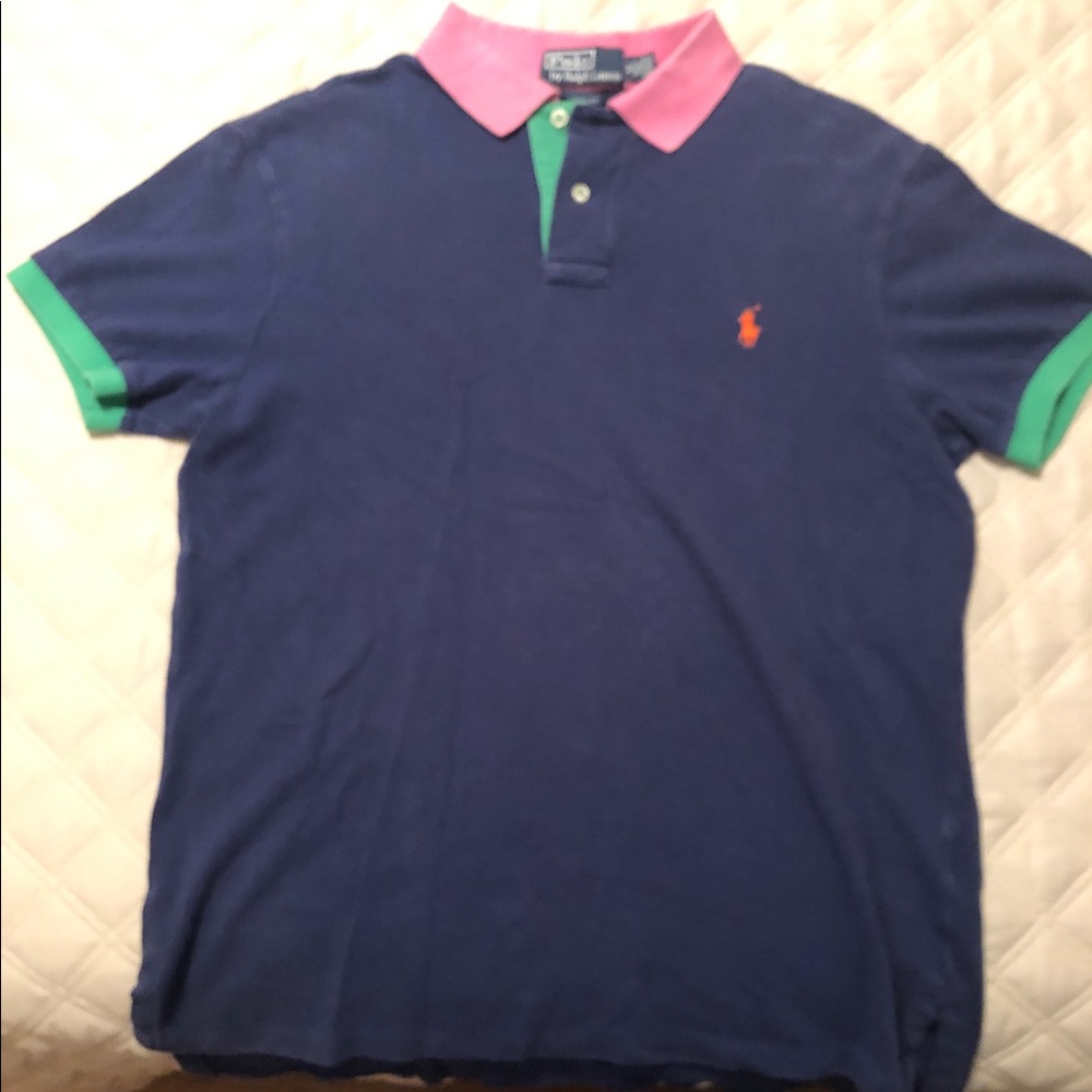 Navy & Multi color polo adult medium